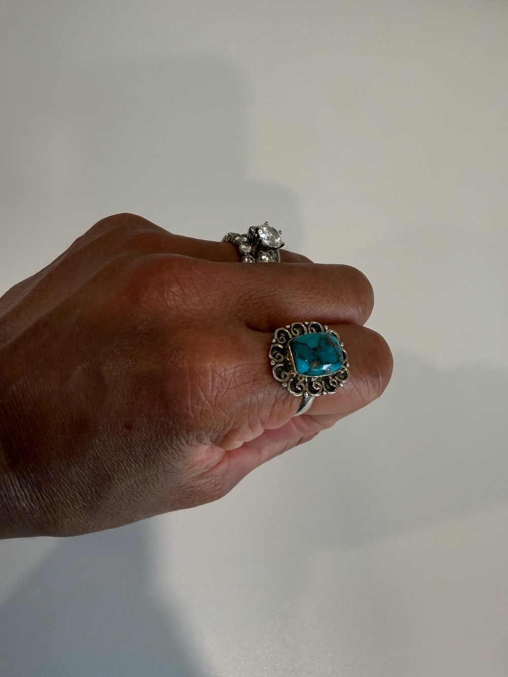 Sterling Silver Turquoise Statement Ring - Size 8